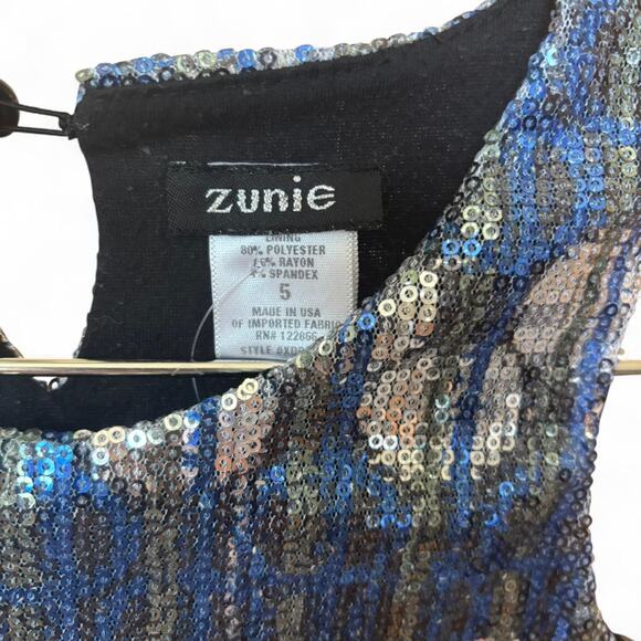 Zunie y2k blue and silver sleeveless party blouse-size women's 5 - Picture 2 of 5